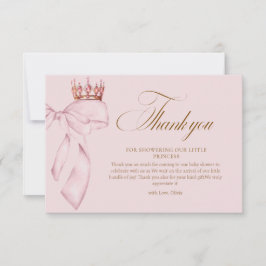 Princess Gold Pink Girl Baby Shower Dankeskarte