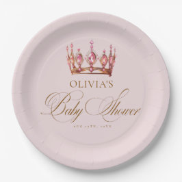 Princess Gold Pink Girl Baby Shower Pappteller