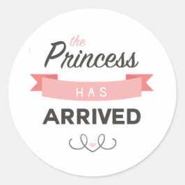 Princess hat Babyduschkleber angekommen Runder Aufkleber