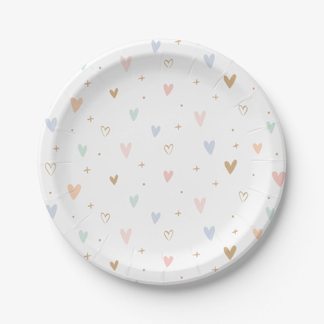 Princess Hearts Girl Birthday Party Pappteller (Vorderseite)