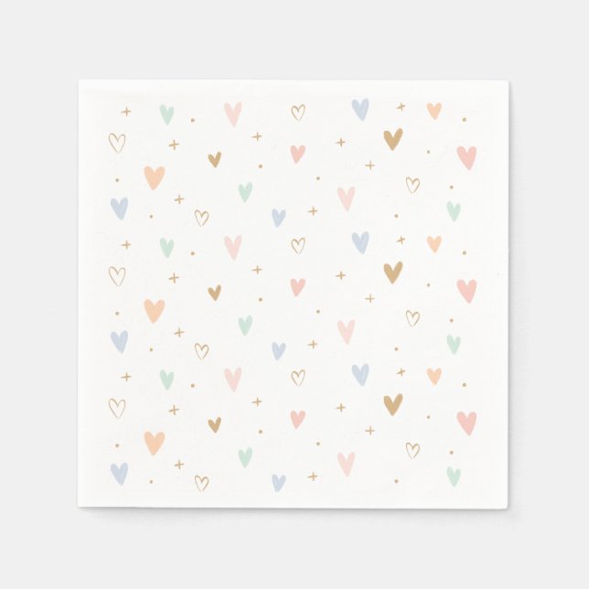 Princess Hearts Girl Birthday Party Serviette (Vorderseite)