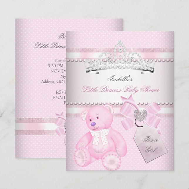 Princess Hübsch Baby Dusche Niedlich Girl Tiara Be Einladung (Vorne/Hinten)