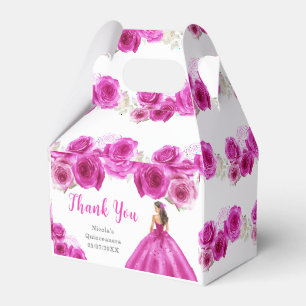 Princess in Hot Pink Dress Quinceanera Vielen Dank Geschenkschachtel
