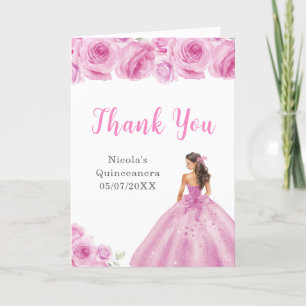 Princess in Light Pink Dress Quinceanera Vielen Da Dankeskarte