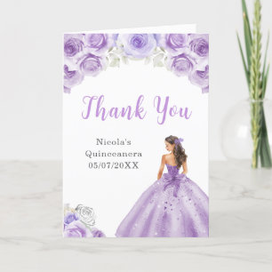 Princess in Lila Dress Quinceanera Vielen Dank Dankeskarte