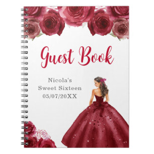 Princess in Red Dress 16 . Geburtstag Guest Book Notizblock