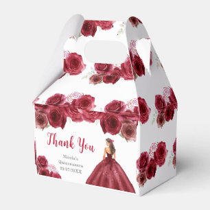 Princess in Red Dress Quinceanera Vielen Dank Geschenkschachtel