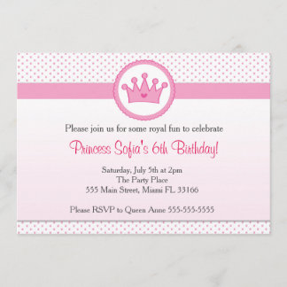 Princess Invitation Girl Geburtstagsparty Pink Cro Einladung