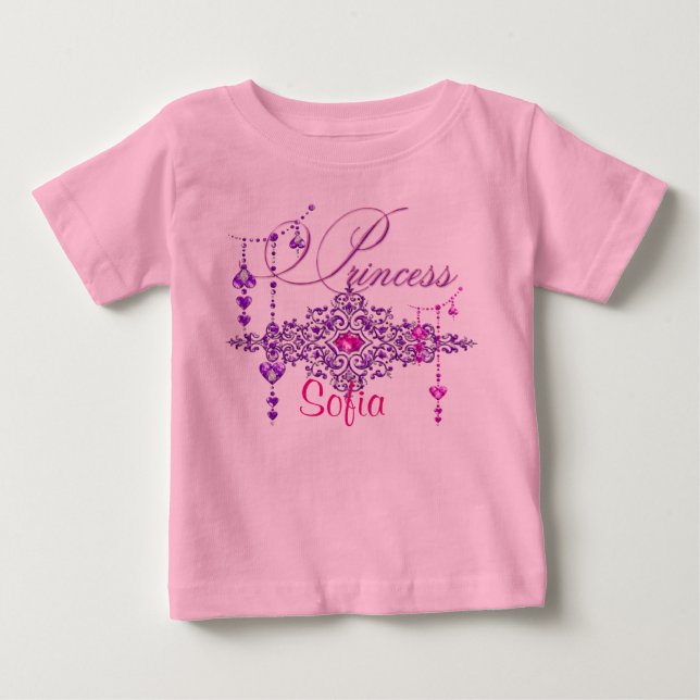 Princess Jewels Custom Pink Baby Tutu Bodysuit Baby T-shirt (Vorderseite)