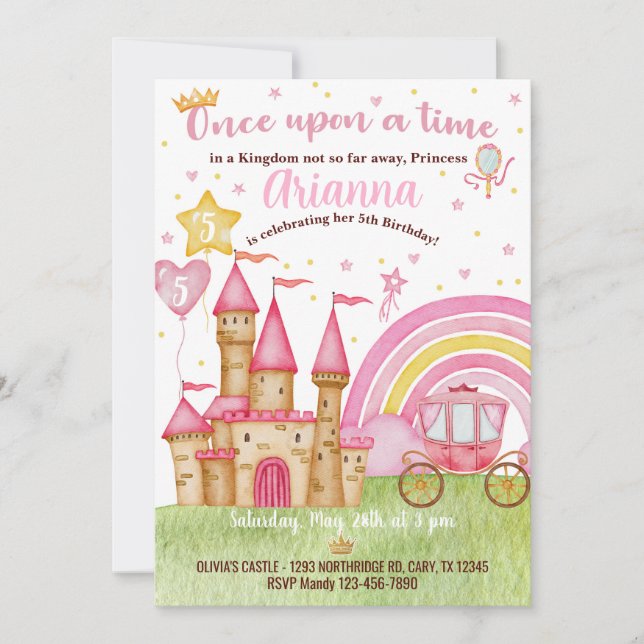 Princess Kingdom Castle birthday invite. Einladung (Vorderseite)