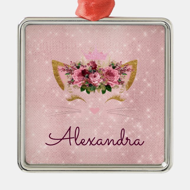 Princess Kitty Rose Gold - Rosa Ornament Aus Metall (Vorne)