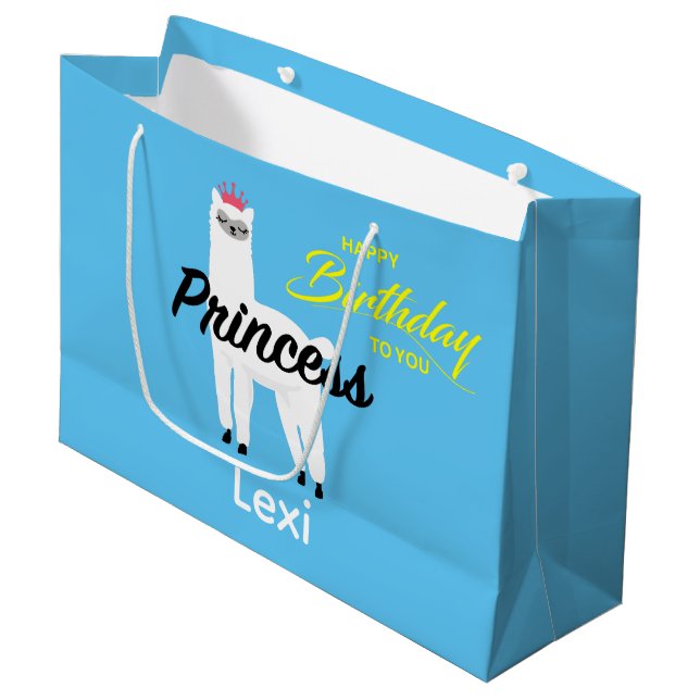 Princess Lama Design - Geschenktasche - Groß Große Geschenktüte (Vorderseite Schrägansicht)