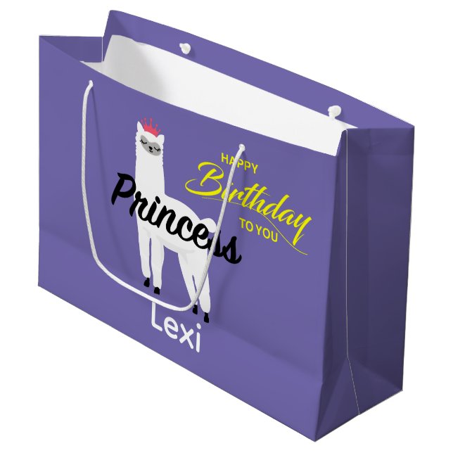 Princess Lama Design - Geschenktasche - Groß Große Geschenktüte (Vorderseite Schrägansicht)