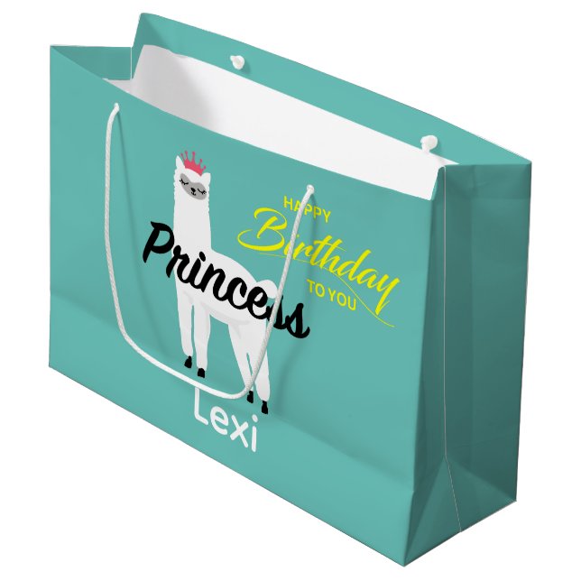 Princess Lama Design - Geschenktasche - Groß Große Geschenktüte (Vorderseite Schrägansicht)