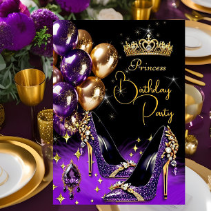 Princess Lila Glitzer High Heels Tiara Birthday Einladung