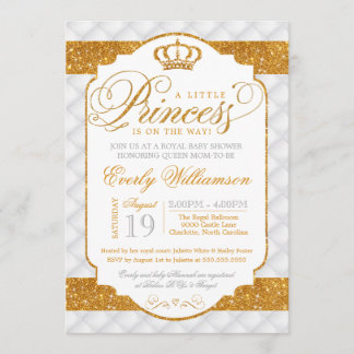 Princess Luxury White Gold Baby Dusche Einladung