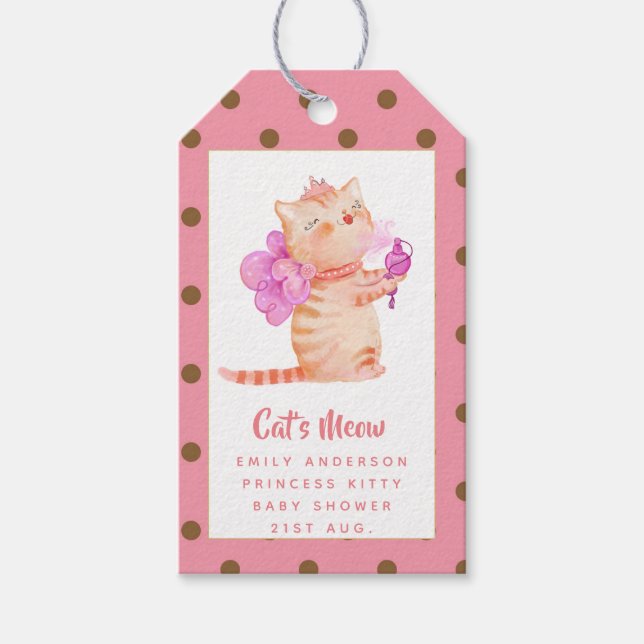 Princess (NAME) ist die Katze Fleisch Mädchen rosa Geschenkanhänger (Vorderseite)