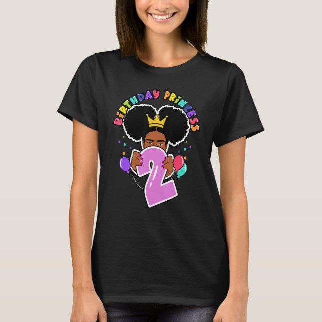 Princess Natural Afro Puffs Girl T-Shirt (Vorderseite)