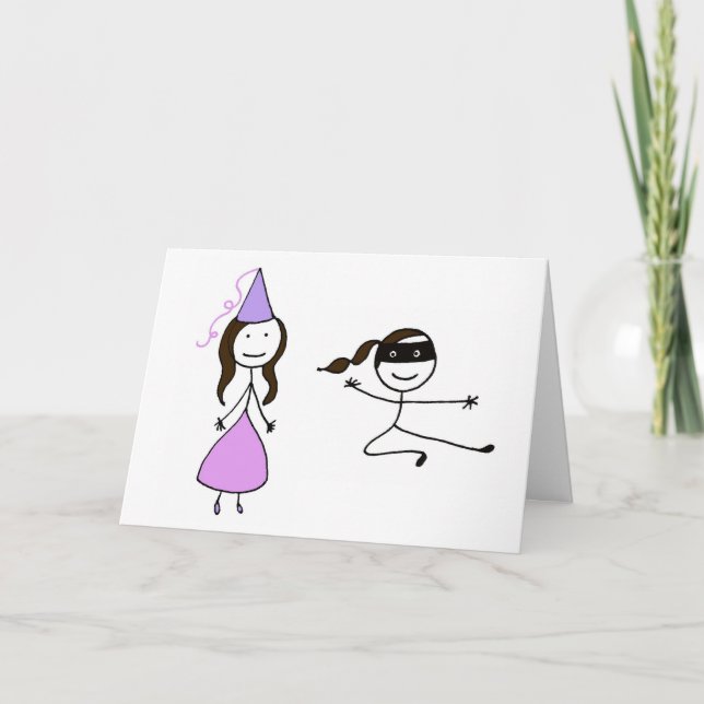 Princess Ninja Birthday Card Karte (Vorderseite)