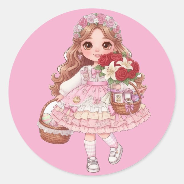 princess of hearts runder aufkleber (Vorderseite)
