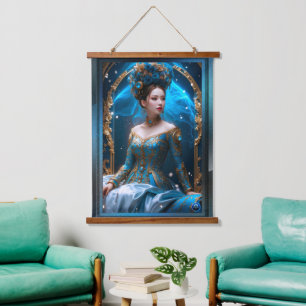 Princess of the Blue Rose AI Art von Xzendor7 Wandteppich Mit Holzrahmen