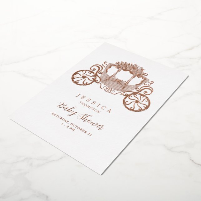 Princess On Way Baby Shower Rose Gold Folieneinladung (Gedreht)