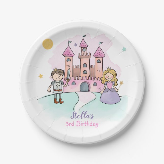 Princess Paper Tellers Girl Birthday Mairytale Ros Pappteller (Vorderseite)