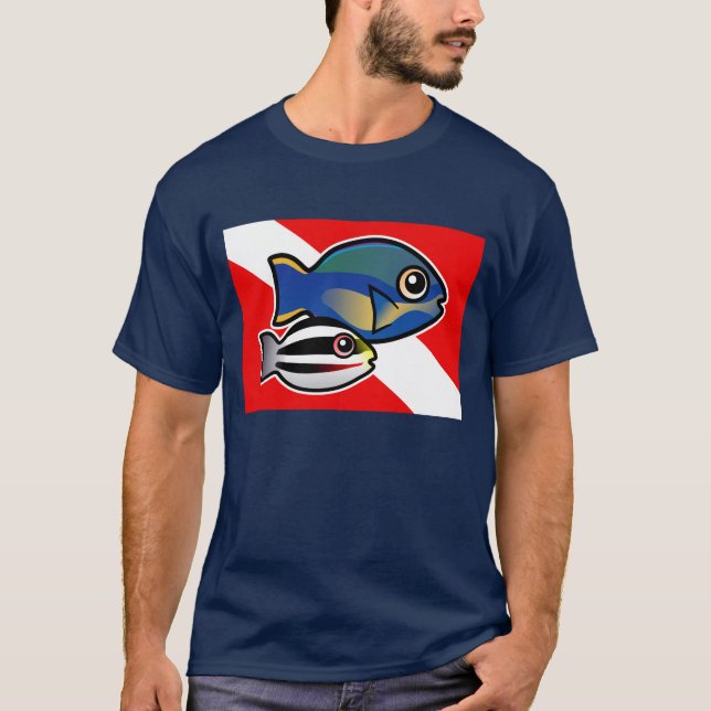 Princess Parrotfish & Baby Diving Flag T-Shirt (Vorderseite)