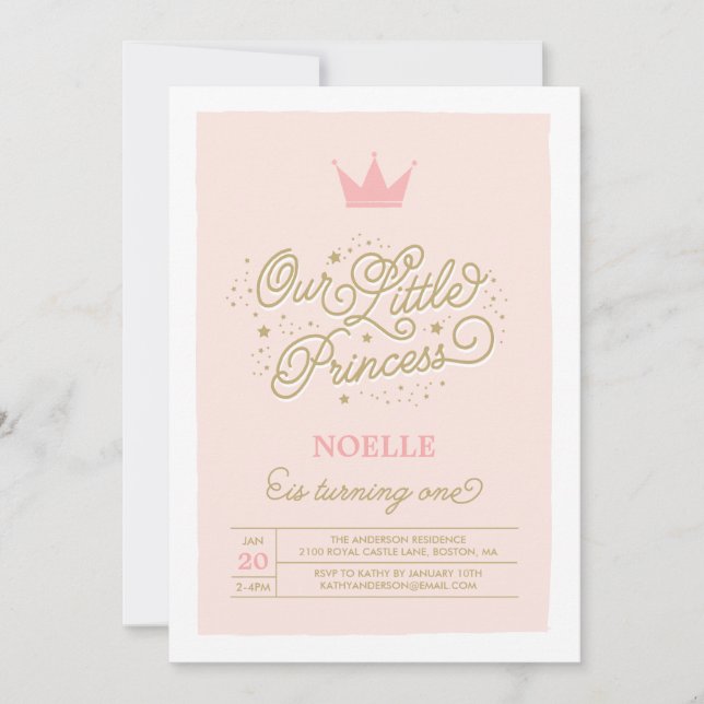 Princess Party 1er anniversaire | Invitation d'ann (Devant)