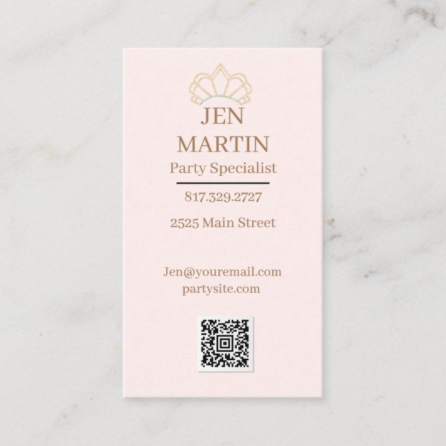 Princess Party Business Card Visitenkarte (Vorderseite)