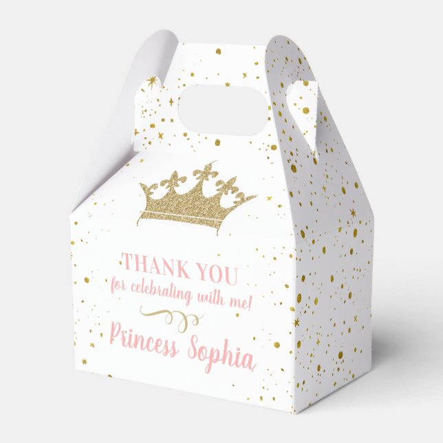 Princess Party Crown Pink Gold Vielen Dank Geschenkschachtel (Vorderseite)