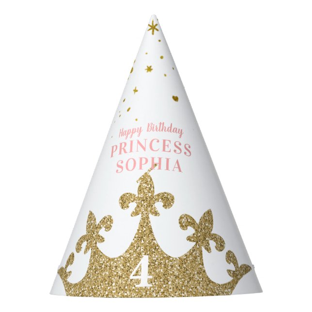 Princess Party Crown Tiara Personalisiert Geburtst Partyhütchen (Vorderseite)