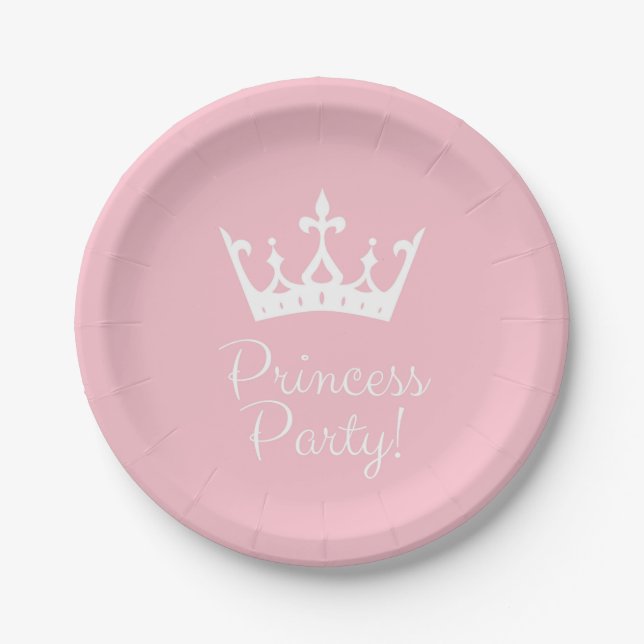 Princess Party Girly Pink und White Pappteller (Vorderseite)