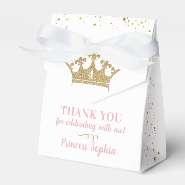 Princess Party Gold Pink Tiara Vielen Dank Geschenkschachtel (Vorderseite)