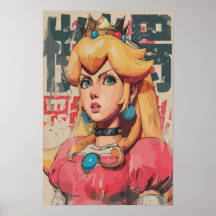 Princess Peach Art Style japonais Poster