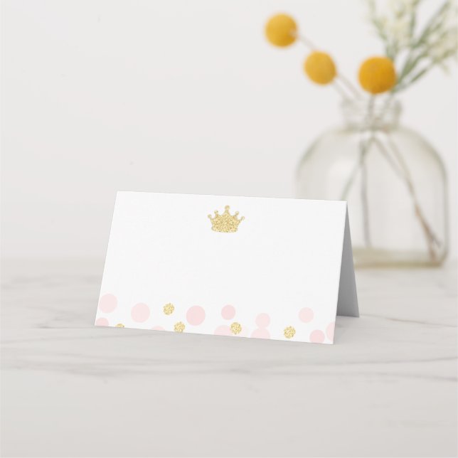 Princess Pink and Gold Glitzer Confetti Food Platzkarte (Vorderseite)