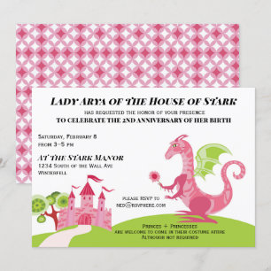 Princess pink and green Girl Birthday Einladung