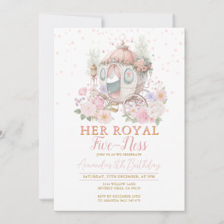 Princess Pink Birthday Blush Floral Carriage Einladung