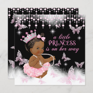Princess Pink Butterfly Baby Dusche Ethnisch Einladung