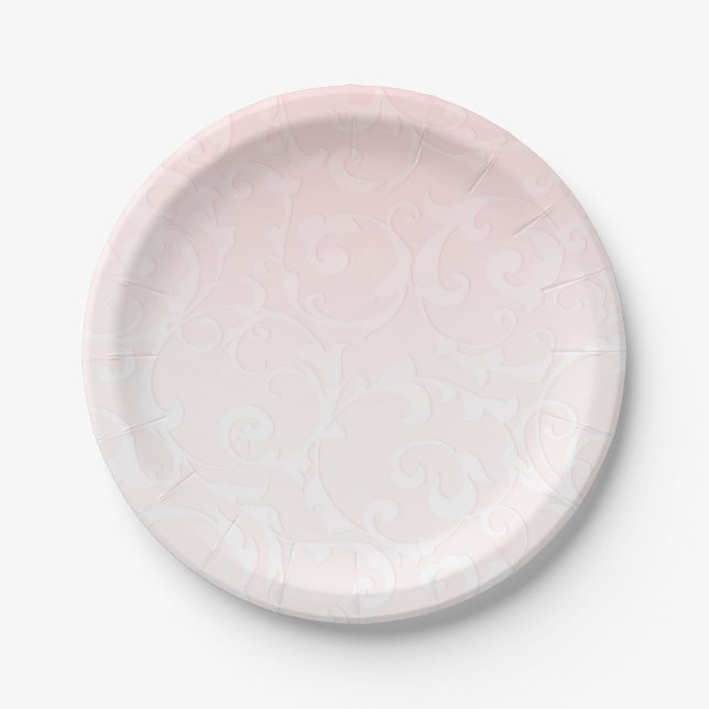 Princess Pink Damask Storybook Elegante Hochzeit Pappteller (Vorderseite)