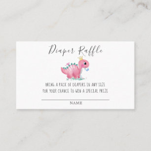 Princess Pink Dinosaur Diaper Raffle Baby Dusche B Visitenkarte