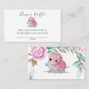 Princess Pink Dinosaur Diaper Raffle Baby Dusche Visitenkarte