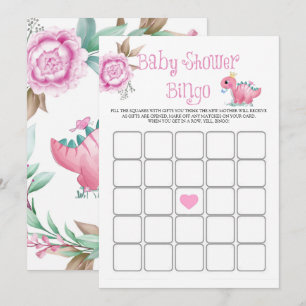 Princess Pink Dinosaur Peony Baby Dusche Bingo
