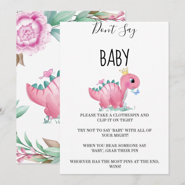 Princess Pink Dinosaur Peony Say Baby nicht (Vorne/Hinten)
