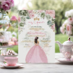 Princess Pink Dress Floral Sage Green Mis Quince Einladung<br><div class="desc">Prinzessin Rosa Kleider Blumenzage Green Mis Quince Einladung Quinceañera 15 Anos,  16. Geburtstag Schmetterling</div>