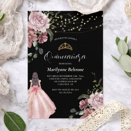 Princess Pink Floral Modern Quinceañera Einladung