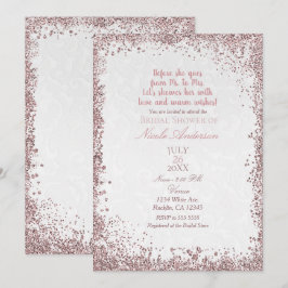 Princess Pink Glitzer White Damask Brautparty Einladung