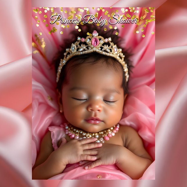 Princess Pink Gold Baby Girl Dusche Ethnic Tiara Einladung (Von Creator hochgeladen)