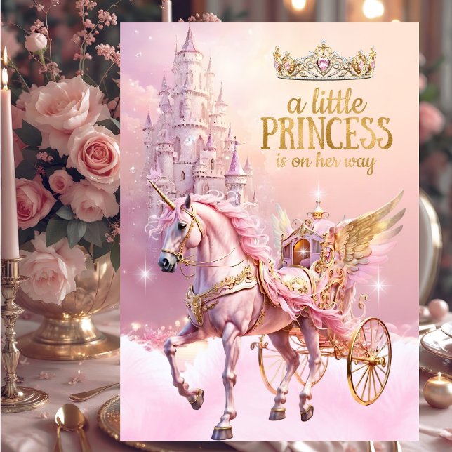Princess Pink gold Baby Shower Carriage Einladung (Von Creator hochgeladen)