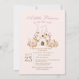 Princess Pink Gold Burg Kinderdusche Einladung